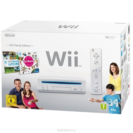 Игровая консоль Nintendo Wii + игра "Wii Party" + игра "Wii Sports"